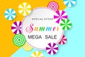 Summer sale design template. Colorful beach umbrellas background Royalty Free Stock Photo