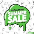 Summer Sale, discount poster design template, season offer, promotion banner, vector illustration Royalty Free Stock Photo