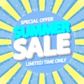 Summer Sale, discount poster design template, season offer, promotion banner, vector illustration Royalty Free Stock Photo