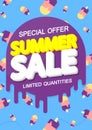 Summer Sale, discount poster design template, season offer, promotion banner, vector illustration Royalty Free Stock Photo