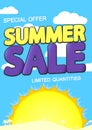 Summer Sale, discount poster design template, season offer, promotion banner, vector illustration Royalty Free Stock Photo