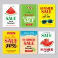Summer sale emails and banners mobile templates. Vector illustrations for website, posters, brochure, voucher discount, flyers, n Royalty Free Stock Photo