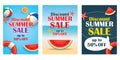 Summer sale emails and banners mobile templates. Vector illustrations for website, posters, brochure, voucher discount, flyers, n Royalty Free Stock Photo