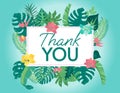 Vector thank you lettering concept tropical. Obrigado lettering. Thank you card.