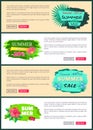 Summer Sale Flyers Set Push Buttons Promo Banners Royalty Free Stock Photo