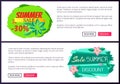 Summer Sale Flyers Set Push Buttons Promo Banners Royalty Free Stock Photo