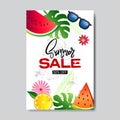 Summer sale fresh fruits lettering badge design label season shopping for logo templates invitation greeting card prints