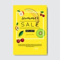 Summer sale fresh fruits lettering badge design label season shopping for logo templates invitation greeting card prints