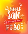 Summer Sale heading design on orange and cute hand draw style for banner or poster. Sale and Discounts Concept. Vector