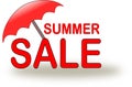 Summer Sale icon with red beach umbrella