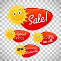 Summer sale labels on transparent background