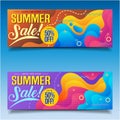 Summer sale liquid banners Vector. Discount Banner Promotion Template. Summer sale banner discount up to 50% template design with