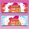 Summer sale liquid banners Vector. Discount Banner Promotion Template. Summer sale banner discount up to 50% template design with