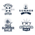 Summer sale clearance vector badges some shopping hand drawn advertising labels Royalty Free Stock Photo