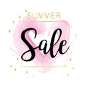 Summer Sale Luxury watercolor ,pink and gold Banner, for Discount Poster, Fashion Sale, backgrounds, in vector