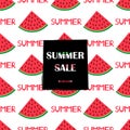 Summer sale poster with with colorful watermelons and words summer. Royalty Free Stock Photo