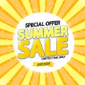 Summer Sale, poster design template, season best offer, discount banner, vector illustration