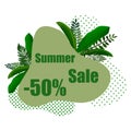 Summer sale poster. Natural Background with Tropical Leaves. Promotion banner for website, flyer and poster. Eps10 Royalty Free Stock Photo