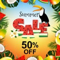 Summer Sale Poster With Toucan