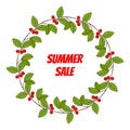Summer sale poster, with wintergreen wreath