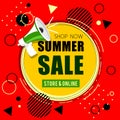 Summer Sale. Red and Black sale shapes.