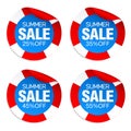 Summer sale red stickers set 25%, 35%, 45%, 55% off discount with lifebuoy Royalty Free Stock Photo