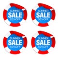 Summer sale red stickers set 20%, 30%, 40%, 50% off discount with lifebuoy Royalty Free Stock Photo