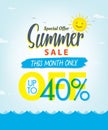 Summer Sale set V.3 40 percent blue heading design for banner or