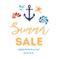 Summer sale shopping logo badge banner Store summertime hand drawn sea style logotypes