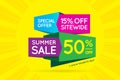 Summer Sale Sign Banner Poster ready for Web and Print. Vector.