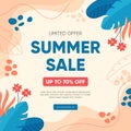 Summer Sale Square Banner Template Royalty Free Stock Photo