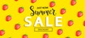 Summer Sale strawberry banner on yellow background Royalty Free Stock Photo
