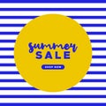 Summer sale. Stripy colorful banner. For social media post, promotional banner or advertising. Vector illustration, flat design Royalty Free Stock Photo