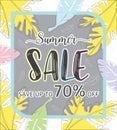 Summer sale template banner, Special offer at discount up to 70% off. Royalty Free Stock Photo