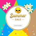 Summer sale template banner, vector illustration in colorful the Royalty Free Stock Photo