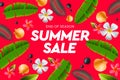 Summer sale template banner, vector image. Royalty Free Stock Photo