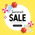 Summer sale tropical beach top view banner template.