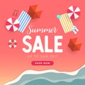 Summer sale tropical beach top view banner template. Royalty Free Stock Photo