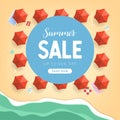 Summer sale tropical beach top view banner. Royalty Free Stock Photo