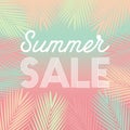 Summer Sale Tropical Paradise, beach, background with palm leaves. Royalty Free Stock Photo