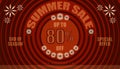 Summer sale up to 80% end of year special offer. vintage retro style. small to big circle from center. creative poster design.