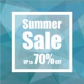 Summer Sale Up to 70% off with polygon abstract background style. design for a shop and sale banners. Royalty Free Stock Photo