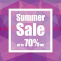 Summer Sale Up to 70% off with polygon abstract background style. design for a shop and sale banners. Royalty Free Stock Photo