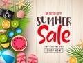 Summer sale vector banner background template. Summer discount promotion text in empty space Royalty Free Stock Photo