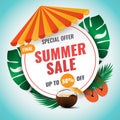 Summer sale vector banner design with colorful summer elements Royalty Free Stock Photo