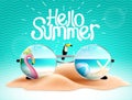 Summer sale vector banner design. Summer sale text up to 50% off discount with ice cream and fruits tropical elements for seasonal Royalty Free Stock Photo