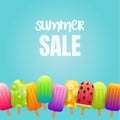 Summer sale vector illustration with fruit ice cream