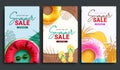 Summer sale vector poster set design. Summer limited time discount price offer with beach elements Royalty Free Stock Photo