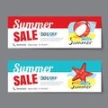 Summer sale voucher template.Discount coupon. Banner hand drawn Royalty Free Stock Photo