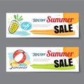 Summer sale voucher template.Discount coupon. Banner hand drawn Royalty Free Stock Photo